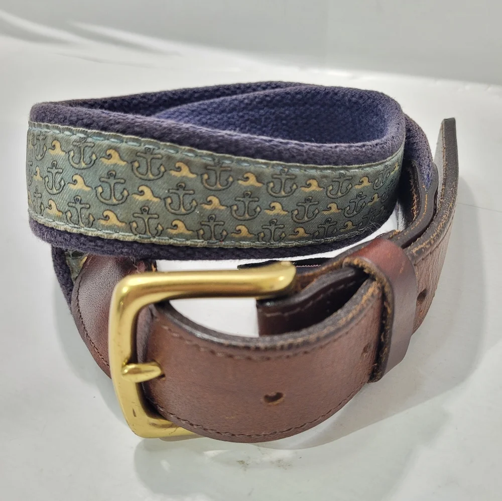 VINEYARD VINES GREEN RIBBON ANCHOR WAVES BELT BOYS SIZE 30